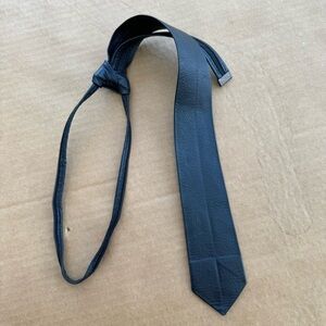 Vintage 90s Real Leather Tie Black 1990s Grunge Office Siren Accessory Y2K Retro